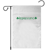 Leprecunt Celtic Style Shamrock Graphic Garden Flag Edgy Irish Adult Humor for St Patricks Day