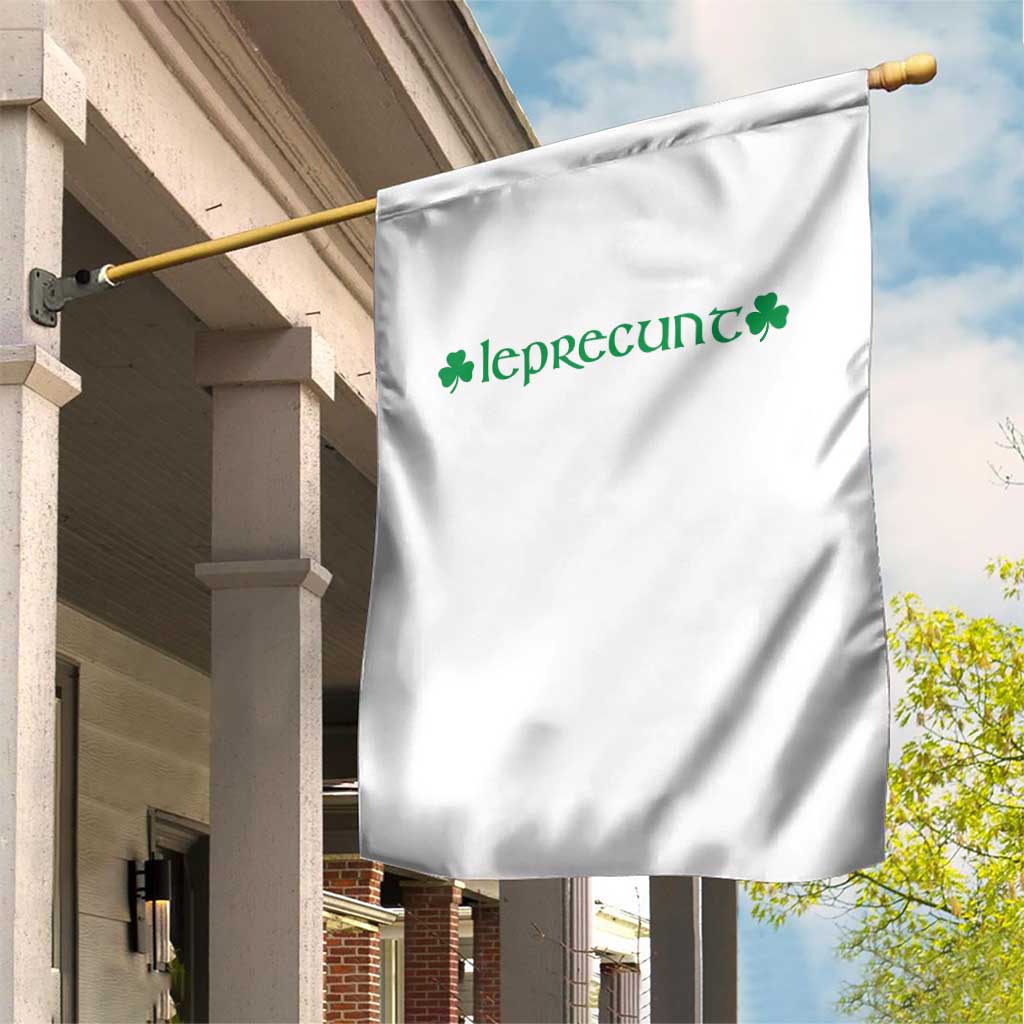 Leprecunt Celtic Style Shamrock Graphic Garden Flag Edgy Irish Adult Humor for St Patricks Day