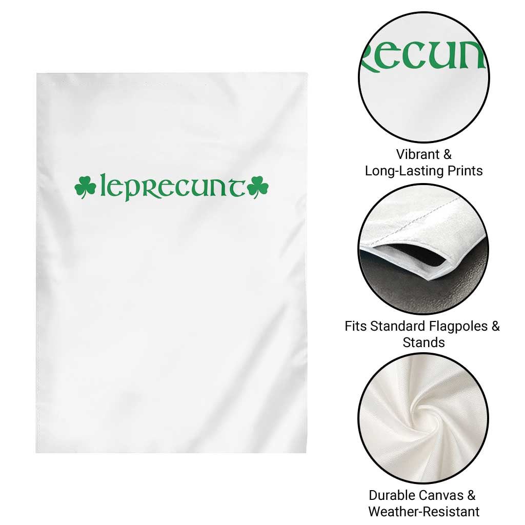 Leprecunt Celtic Style Shamrock Graphic Garden Flag Edgy Irish Adult Humor for St Patricks Day