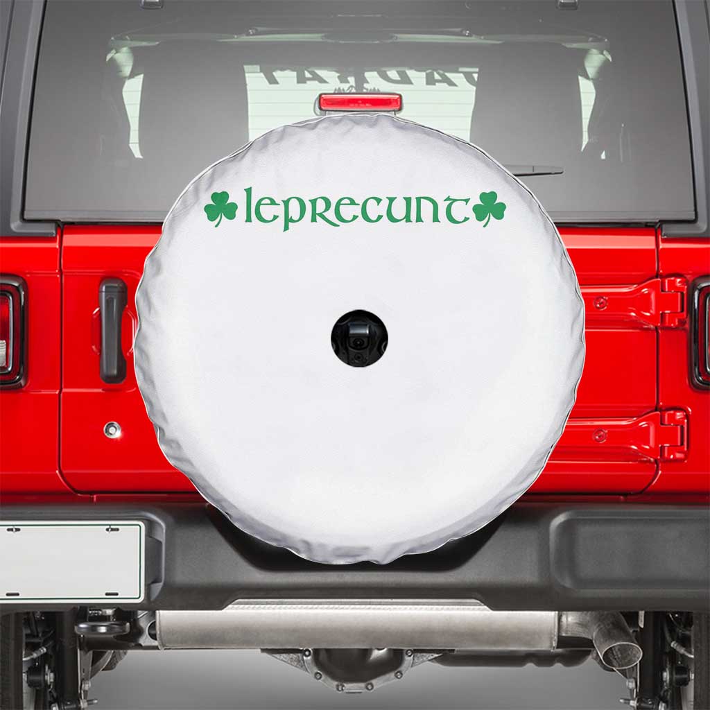 Leprecunt Celtic Style Shamrock Graphic Spare Tire Cover Edgy Irish Adult Humor for St Patricks Day