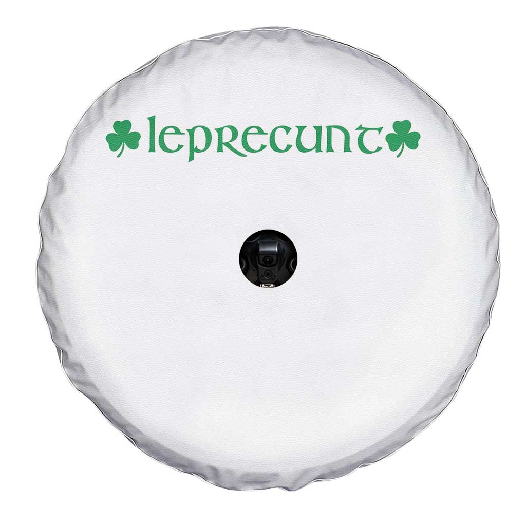 Leprecunt Celtic Style Shamrock Graphic Spare Tire Cover Edgy Irish Adult Humor for St Patricks Day