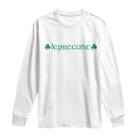 Leprecunt Celtic Style Shamrock Graphic Long Sleeve Shirt Edgy Irish Adult Humor for St Patricks Day