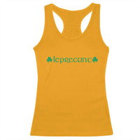 Leprecunt Celtic Style Shamrock Graphic Racerback Tank Top Edgy Irish Adult Humor for St Patricks Day