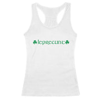 Leprecunt Celtic Style Shamrock Graphic Racerback Tank Top Edgy Irish Adult Humor for St Patricks Day