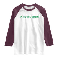 Leprecunt Celtic Style Shamrock Graphic Raglan Shirt Edgy Irish Adult Humor for St Patricks Day