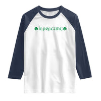 Leprecunt Celtic Style Shamrock Graphic Raglan Shirt Edgy Irish Adult Humor for St Patricks Day