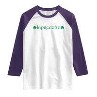 Leprecunt Celtic Style Shamrock Graphic Raglan Shirt Edgy Irish Adult Humor for St Patricks Day