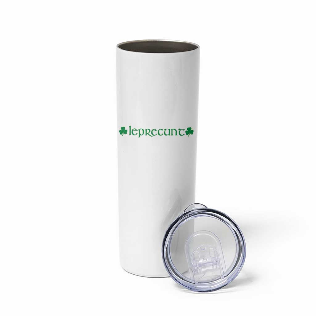 Leprecunt Celtic Style Shamrock Graphic Skinny Tumbler Edgy Irish Adult Humor for St Patricks Day
