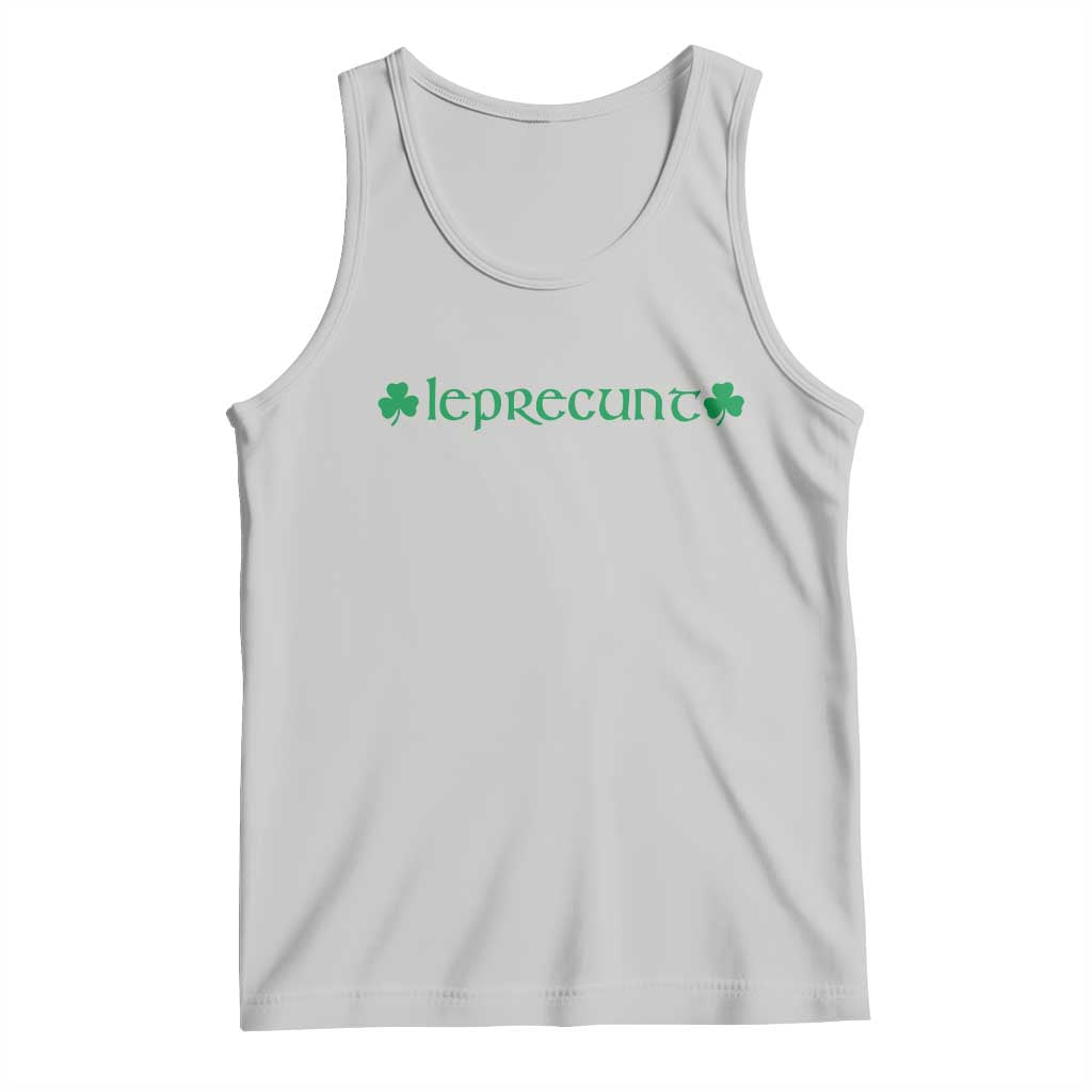 Leprecunt Celtic Style Shamrock Graphic Tank Top Edgy Irish Adult Humor for St Patricks Day