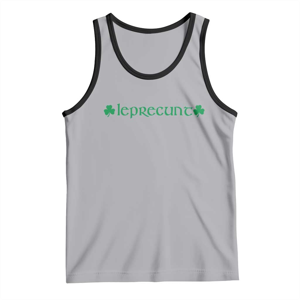 Leprecunt Celtic Style Shamrock Graphic Tank Top Edgy Irish Adult Humor for St Patricks Day