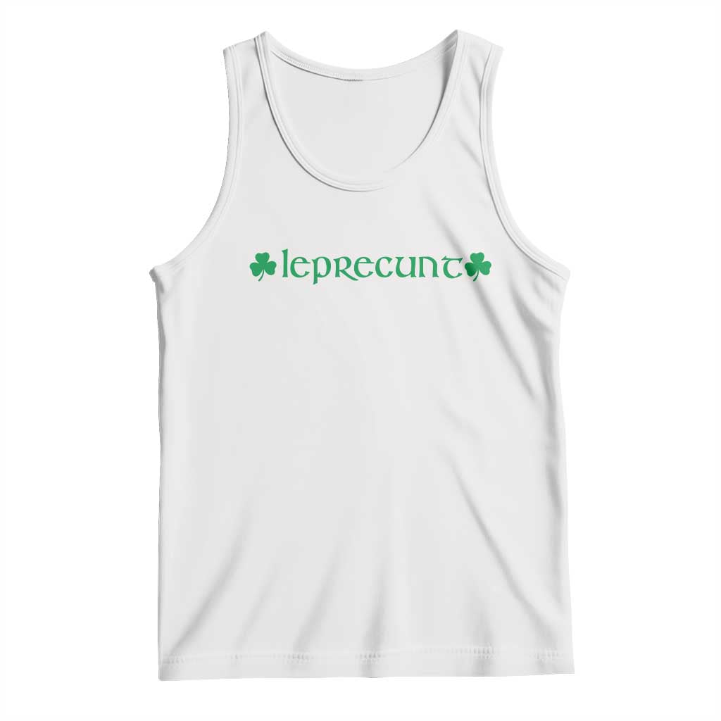 Leprecunt Celtic Style Shamrock Graphic Tank Top Edgy Irish Adult Humor for St Patricks Day