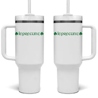 Leprecunt Celtic Style Shamrock Graphic Tumbler With Handle Edgy Irish Adult Humor for St Patricks Day