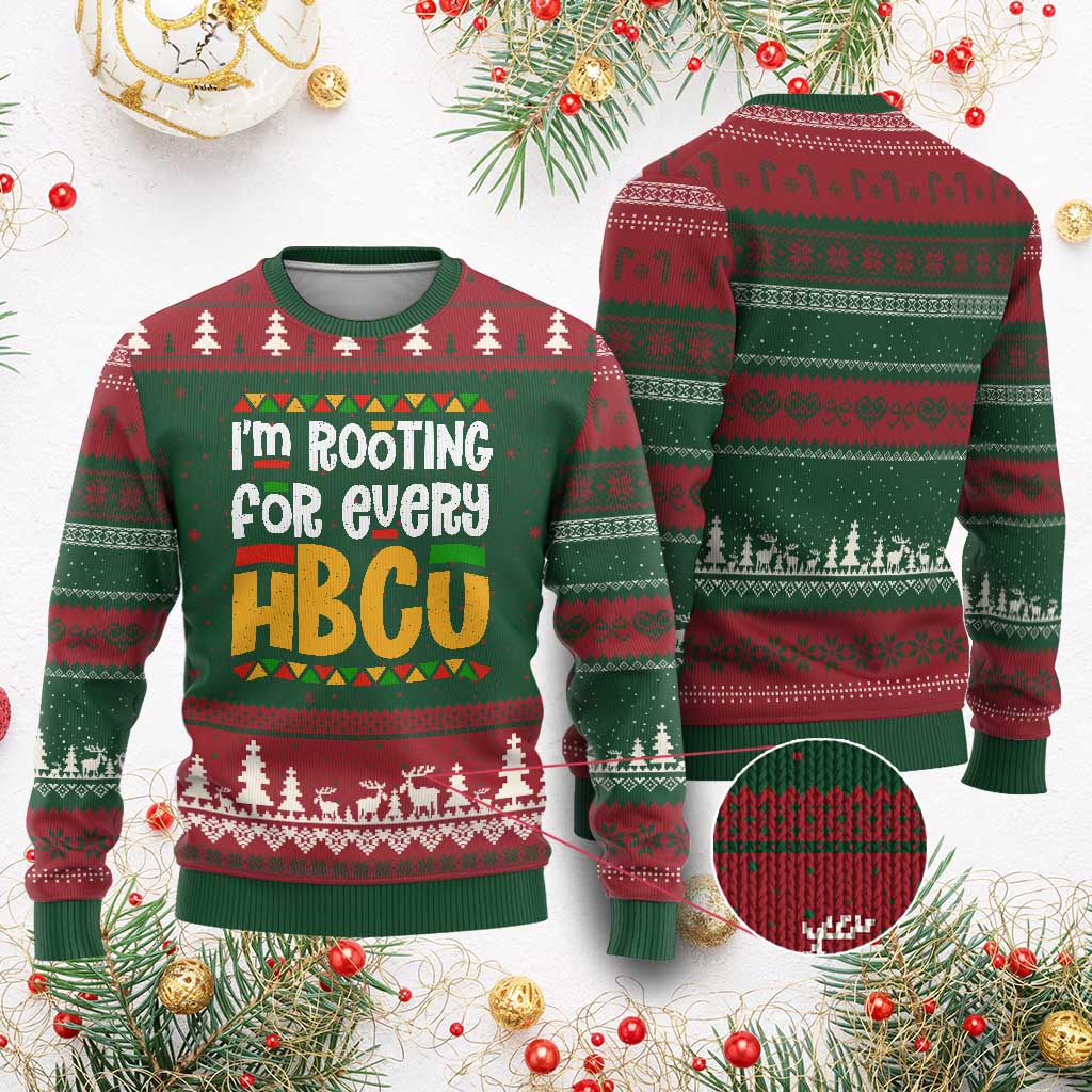 I’m Rooting for Every HBCU Ugly Christmas Sweater Black Pride Support Alumni Students Culture Lovers