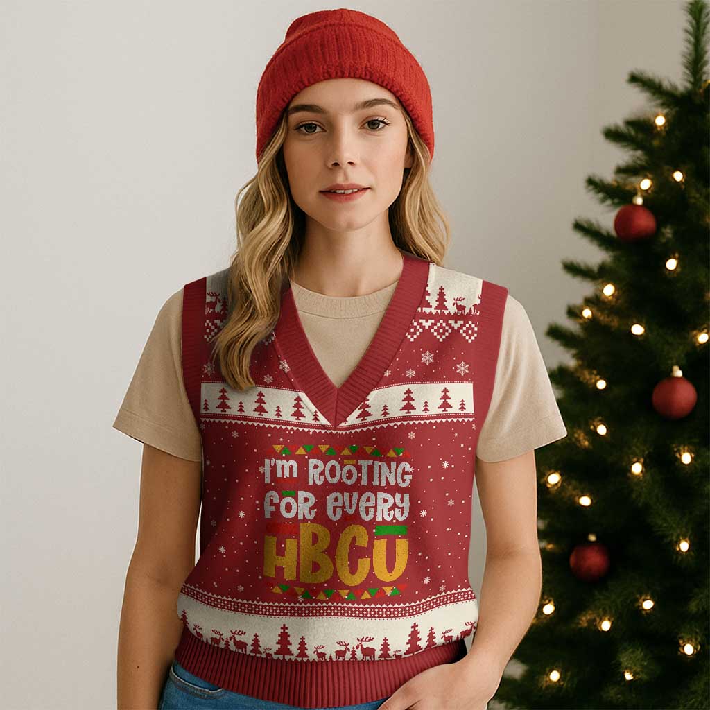 I’m Rooting for Every HBCU V-Neck Knit Sweater Vest Black Pride Support Alumni Students Culture Lovers