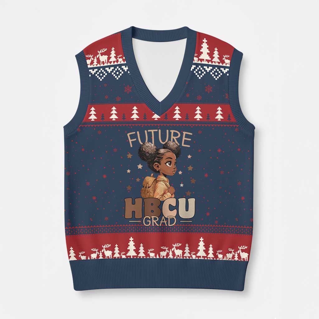 Future HBCU Grad Black Girl V-Neck Knit Sweater Vest College Bound Pride Black Excellence Supporters