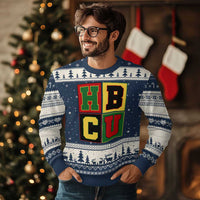 HBCU Block Letter Pride Graphic Ugly Christmas Sweater College Support Statement Black Excellence