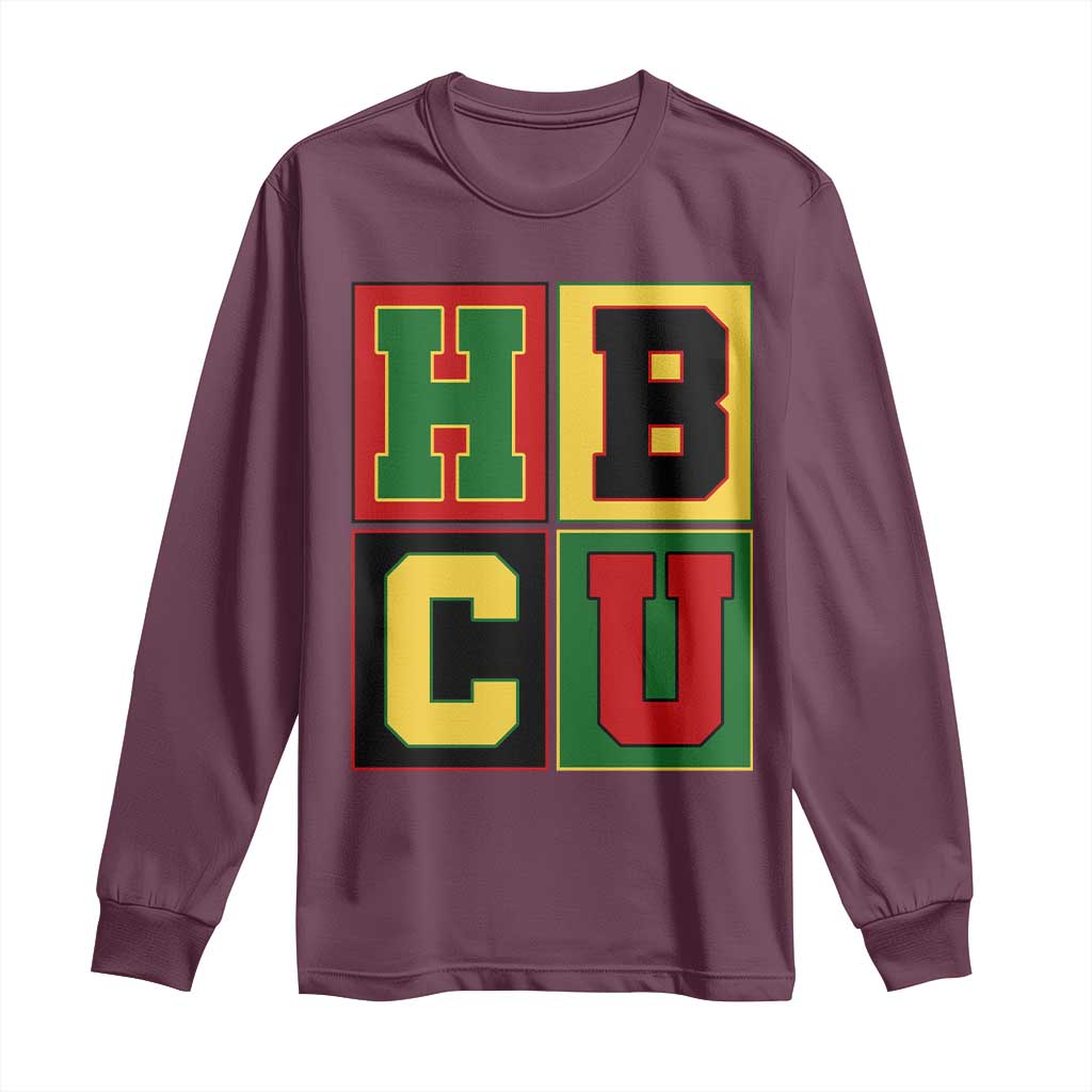 HBCU Block Letter Pride Graphic Long Sleeve Shirt College Support Statement Black Excellence