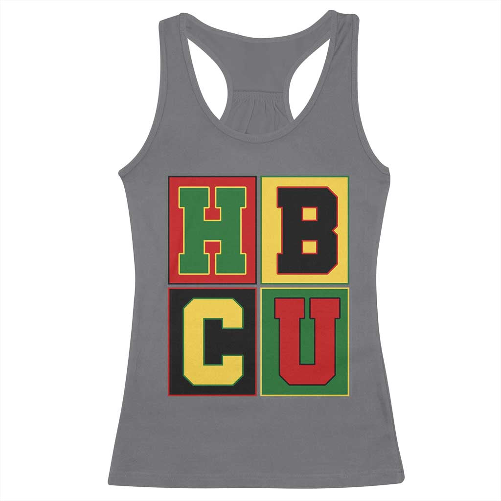 HBCU Block Letter Pride Graphic Racerback Tank Top College Support Statement Black Excellence