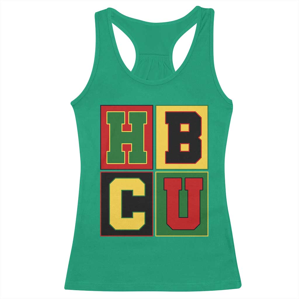 HBCU Block Letter Pride Graphic Racerback Tank Top College Support Statement Black Excellence