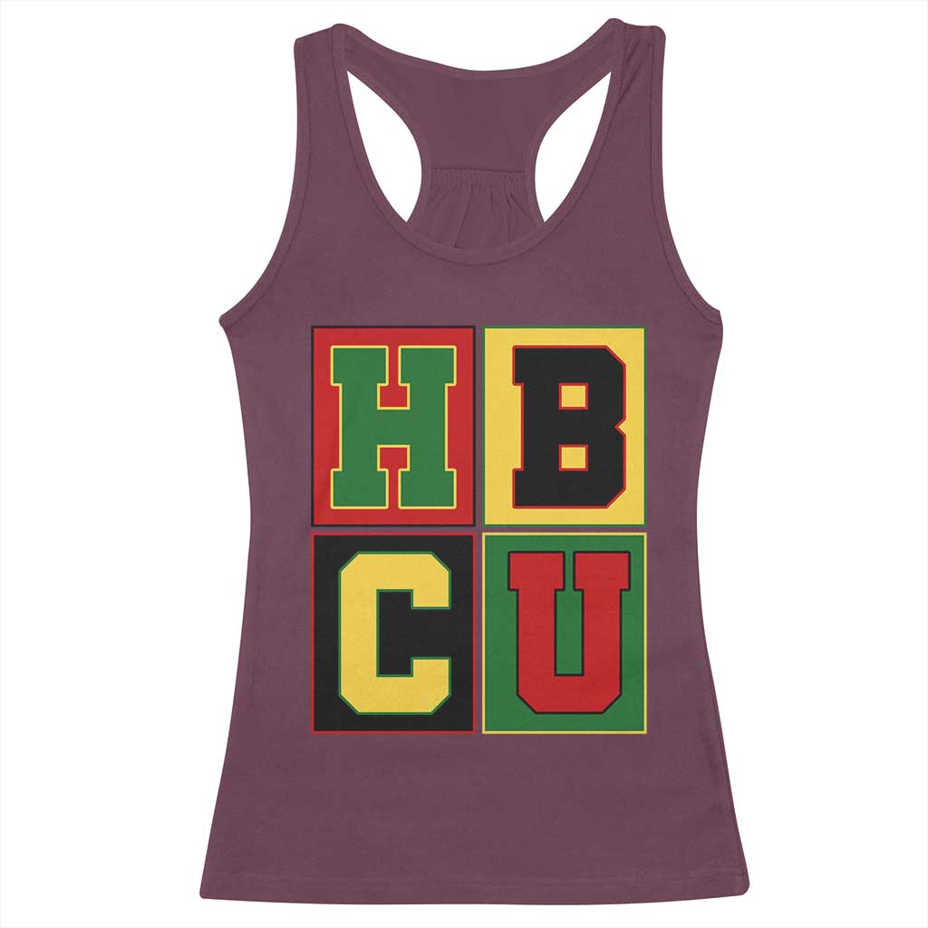 HBCU Block Letter Pride Graphic Racerback Tank Top College Support Statement Black Excellence