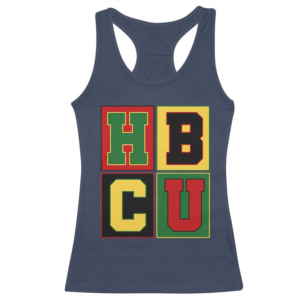 HBCU Block Letter Pride Graphic Racerback Tank Top College Support Statement Black Excellence