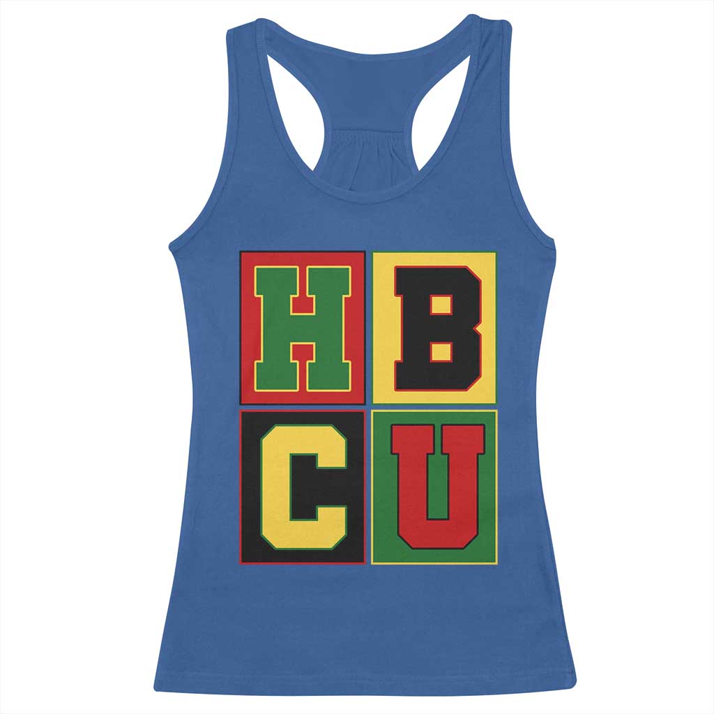 HBCU Block Letter Pride Graphic Racerback Tank Top College Support Statement Black Excellence