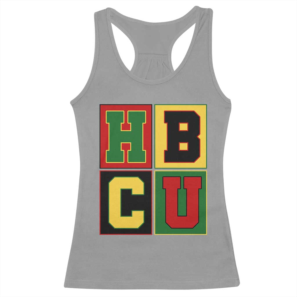 HBCU Block Letter Pride Graphic Racerback Tank Top College Support Statement Black Excellence