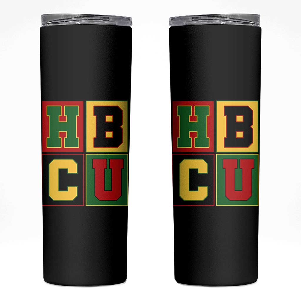 HBCU Block Letter Pride Graphic Skinny Tumbler College Support Statement Black Excellence
