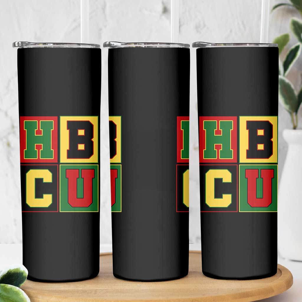 HBCU Block Letter Pride Graphic Skinny Tumbler College Support Statement Black Excellence
