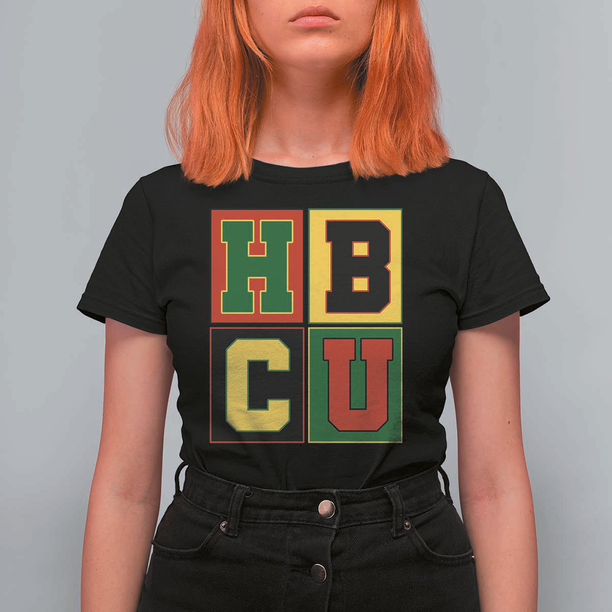 HBCU Block Letter Pride Graphic T Shirt For Women College Support Statement Black Excellence