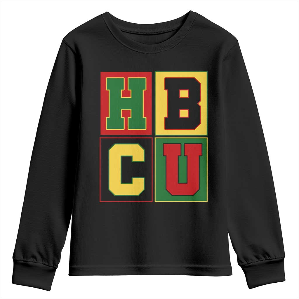 HBCU Block Letter Pride Graphic Youth Sweatshirt College Support Statement Black Excellence