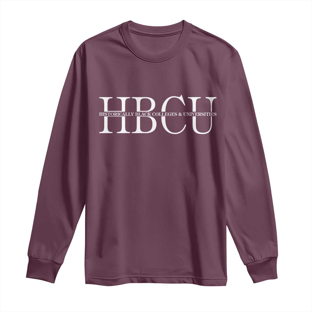 HBCU Pride Classic Statement Long Sleeve Shirt Minimalist Black Excellence and History