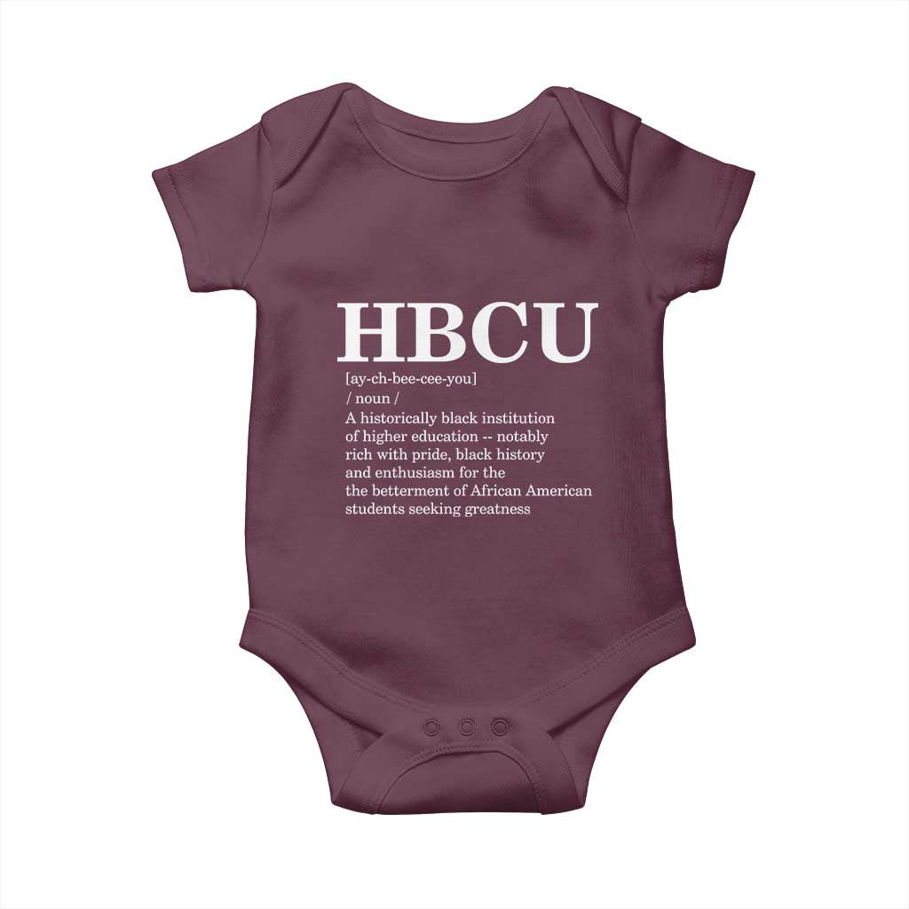 HBCU Definition Baby Onesie Historically Black College Pride Celebrating Education and Black History