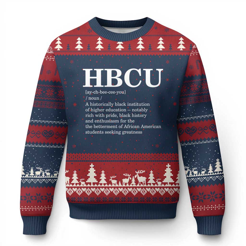 HBCU Definition Ugly Christmas Sweater Historically Black College Pride Celebrating Education and Black History