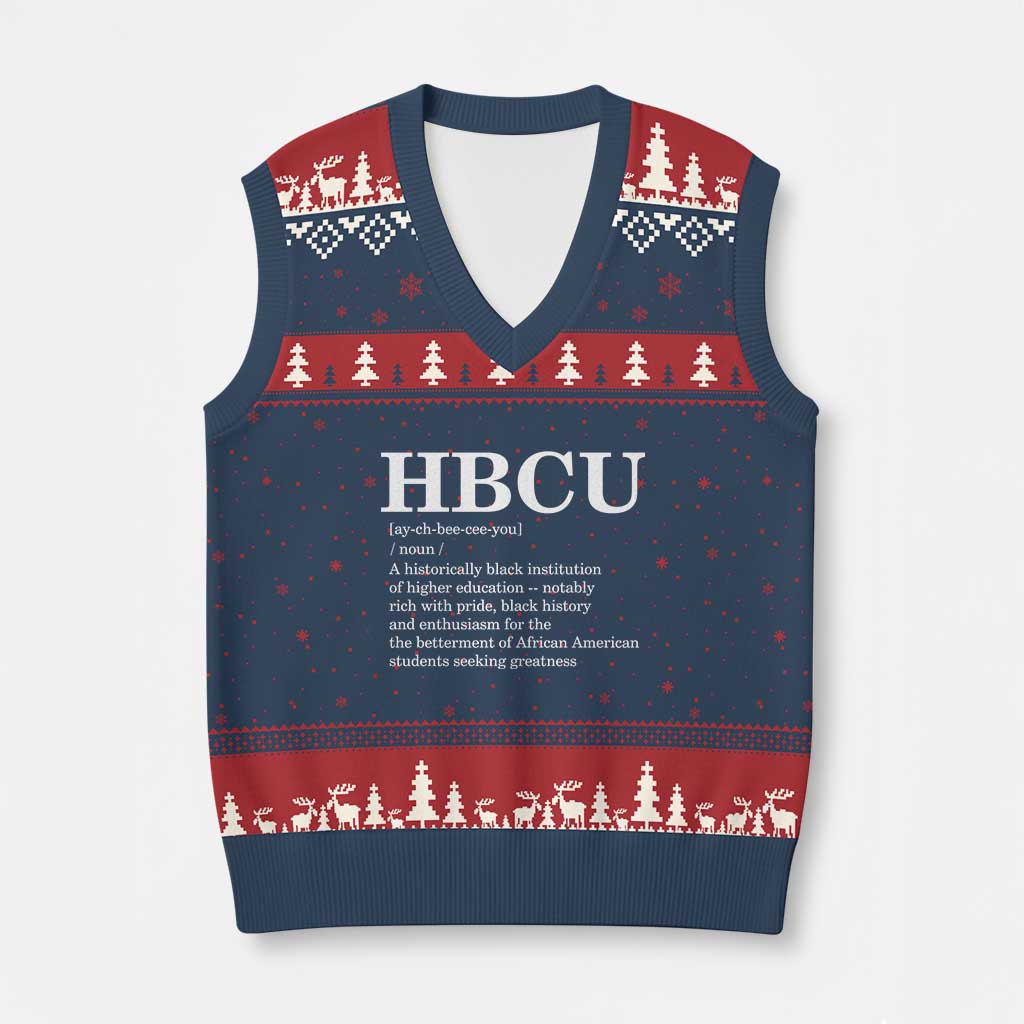 HBCU Definition V-Neck Knit Sweater Vest Historically Black College Pride Celebrating Education and Black History