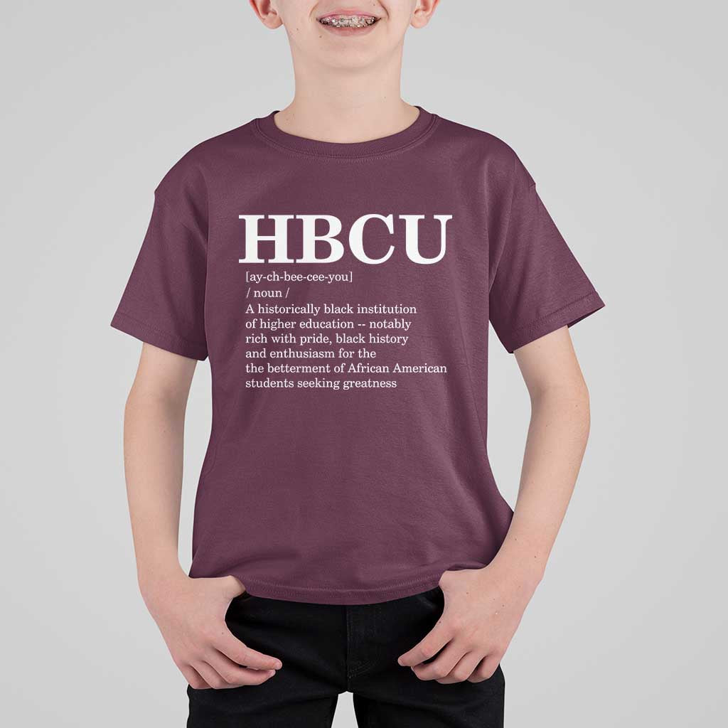 HBCU Definition T Shirt For Kid Historically Black College Pride Celebrating Education and Black History