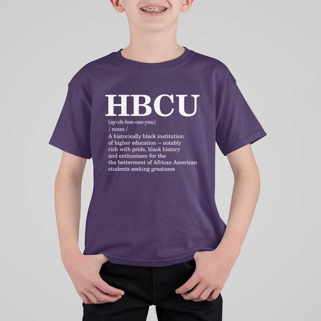 HBCU Definition T Shirt For Kid Historically Black College Pride Celebrating Education and Black History