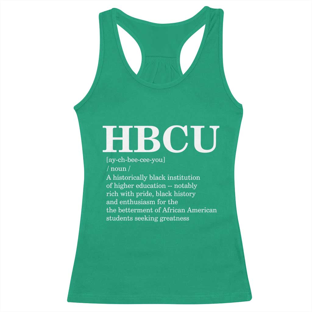HBCU Definition Racerback Tank Top Historically Black College Pride Celebrating Education and Black History