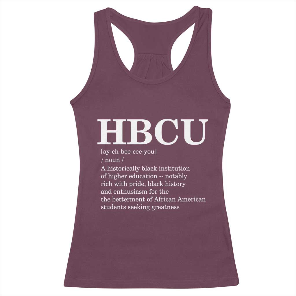 HBCU Definition Racerback Tank Top Historically Black College Pride Celebrating Education and Black History