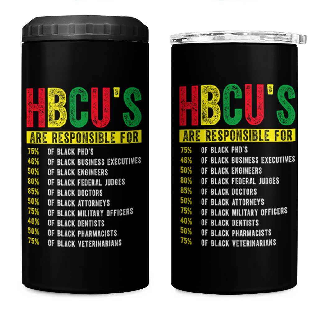 HBCUs Are Responsible For Black Excellence 4 in 1 Can Cooler Tumbler Powerful Education Impact Statistics Pride