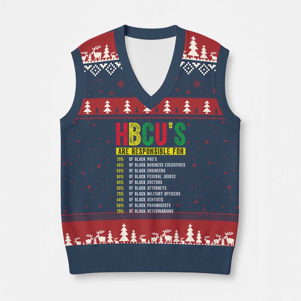 HBCUs Are Responsible For Black Excellence V-Neck Knit Sweater Vest Powerful Education Impact Statistics Pride