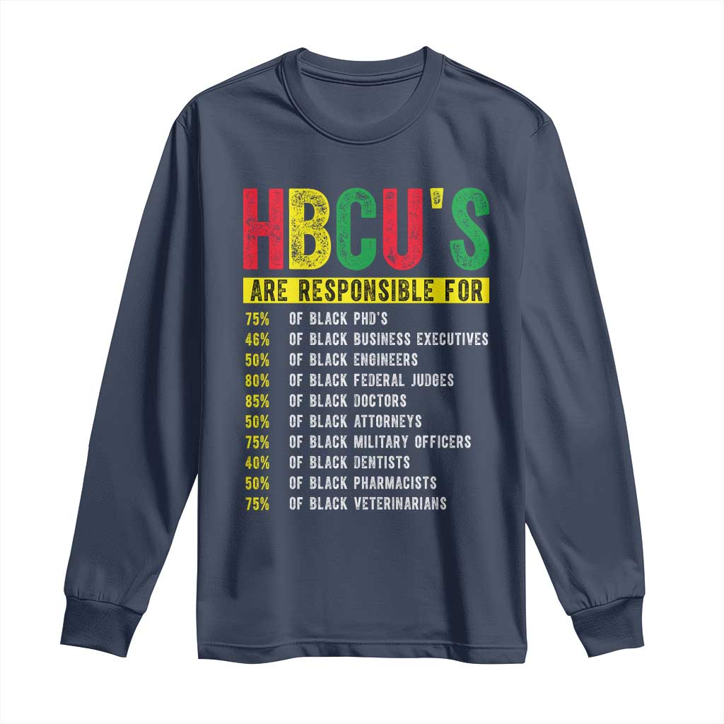 HBCUs Are Responsible For Black Excellence Long Sleeve Shirt Powerful Education Impact Statistics Pride