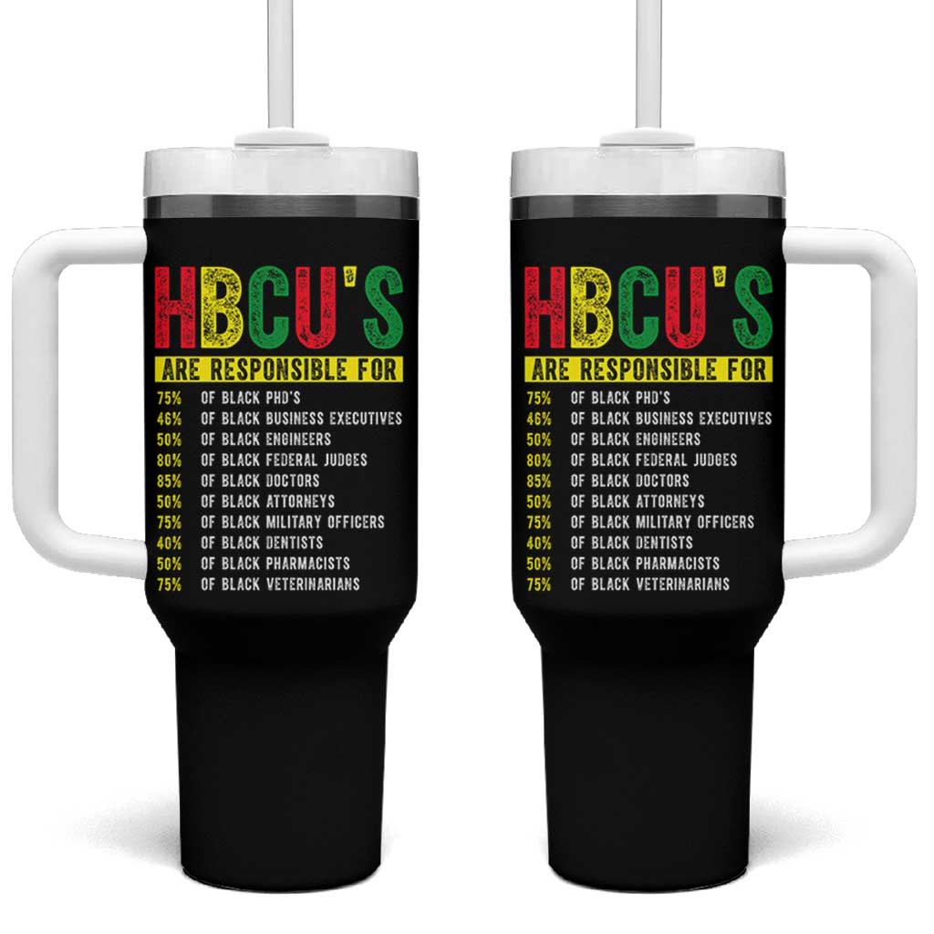 HBCUs Are Responsible For Black Excellence Tumbler With Handle Powerful Education Impact Statistics Pride