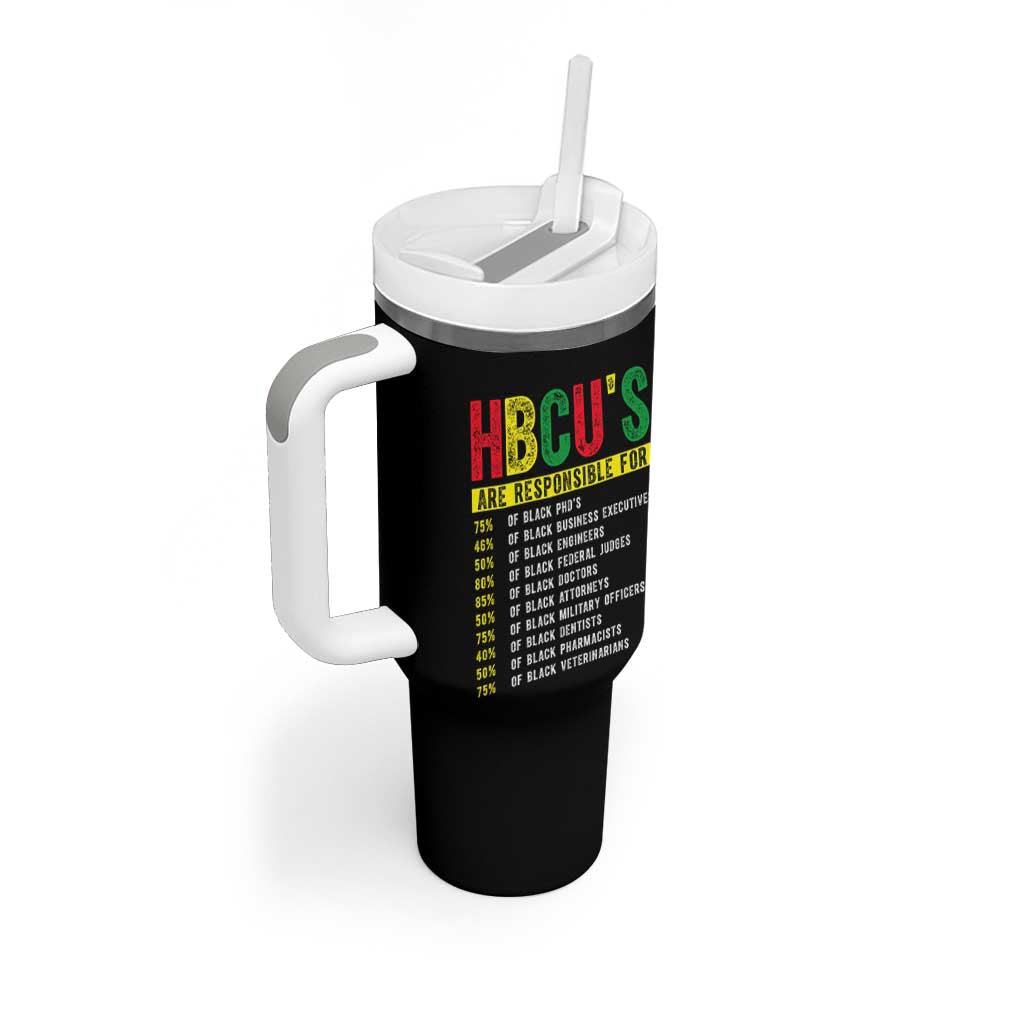 HBCUs Are Responsible For Black Excellence Tumbler With Handle Powerful Education Impact Statistics Pride