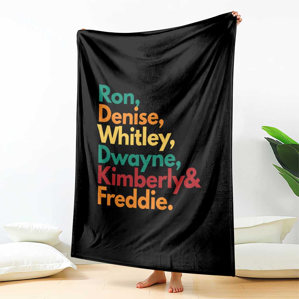 90s Black Sitcom HBCU Culture Tribute Throw Blanket Ron Denise Whitley Dwayne Kimberly Freddie