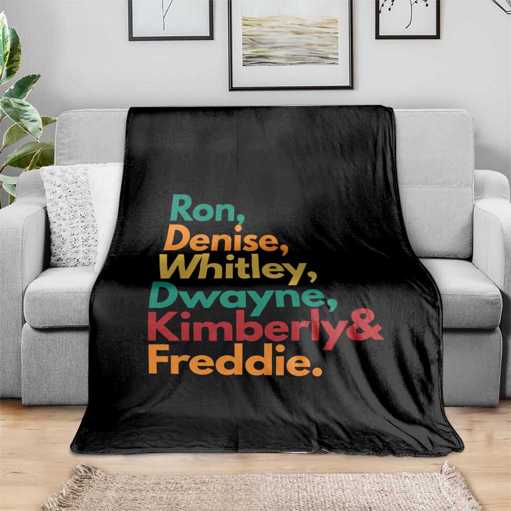90s Black Sitcom HBCU Culture Tribute Throw Blanket Ron Denise Whitley Dwayne Kimberly Freddie