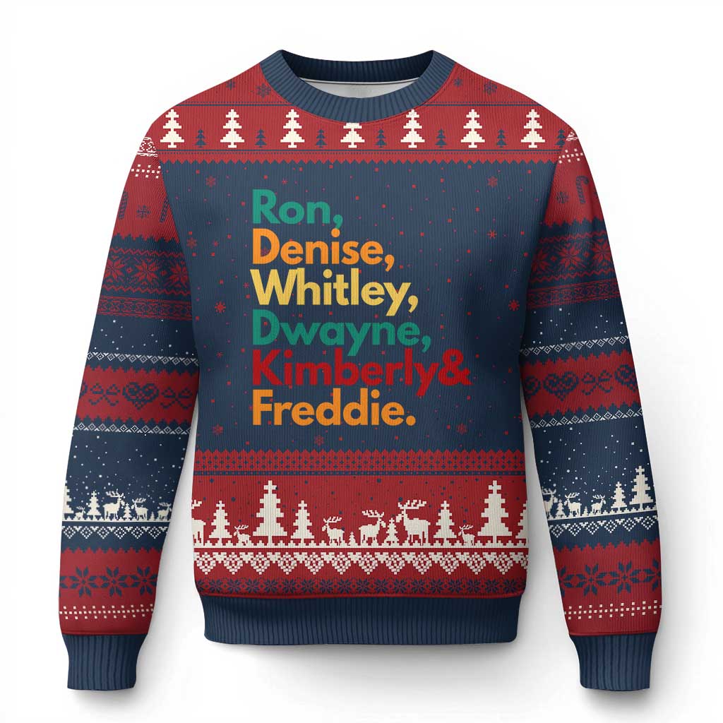 90s Black Sitcom HBCU Culture Tribute Ugly Christmas Sweater Ron Denise Whitley Dwayne Kimberly Freddie