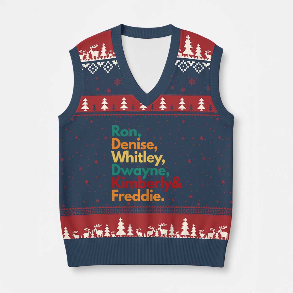90s Black Sitcom HBCU Culture Tribute V-Neck Knit Sweater Vest Ron Denise Whitley Dwayne Kimberly Freddie