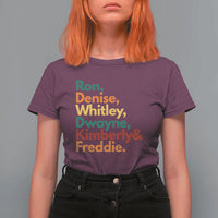 90s Black Sitcom HBCU Culture Tribute T Shirt For Women Ron Denise Whitley Dwayne Kimberly Freddie