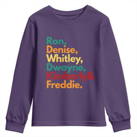 90s Black Sitcom HBCU Culture Tribute Youth Sweatshirt Ron Denise Whitley Dwayne Kimberly Freddie